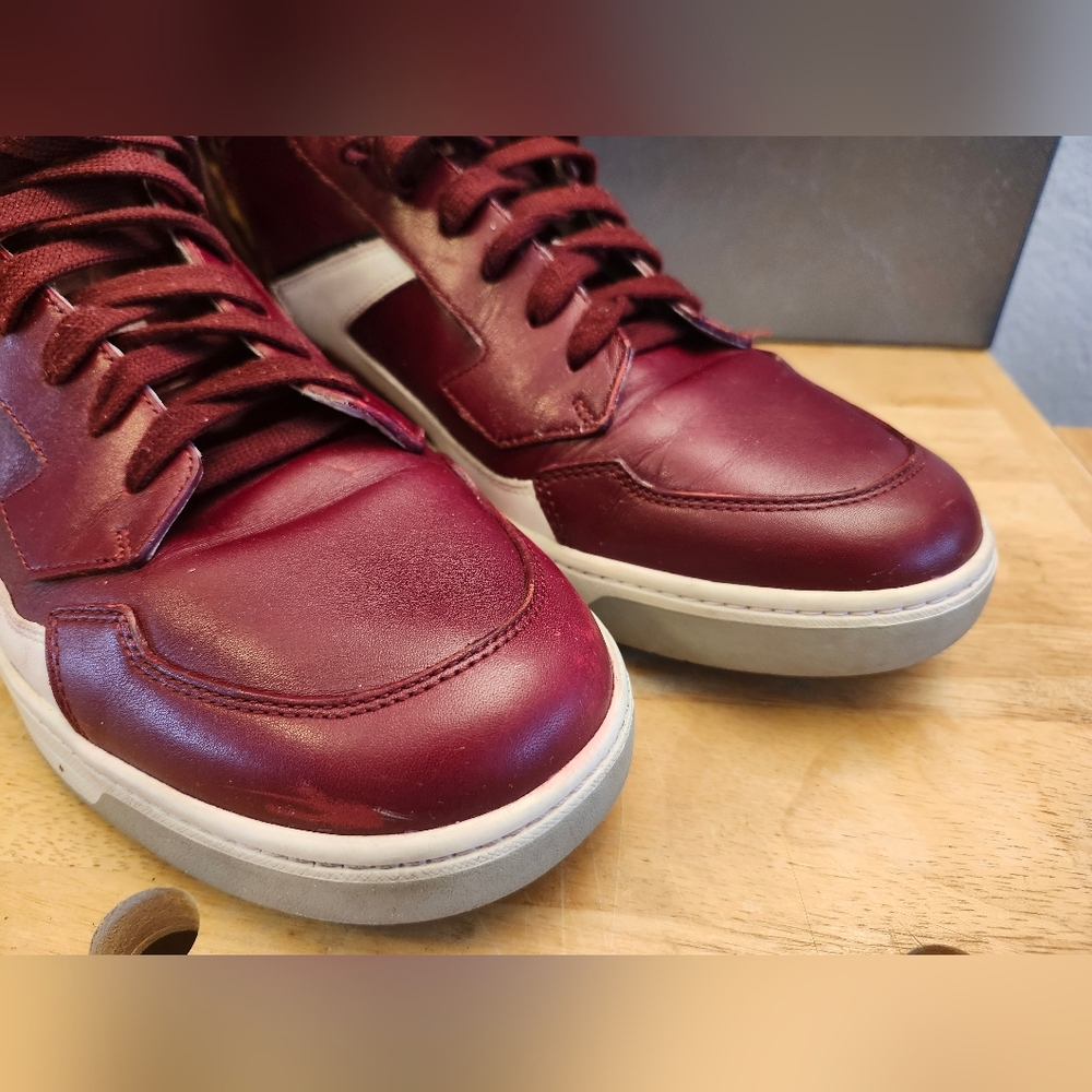 Prada Men’s Leather High‎ Top Sneaker Sz10 wine - Picture 3 of 13